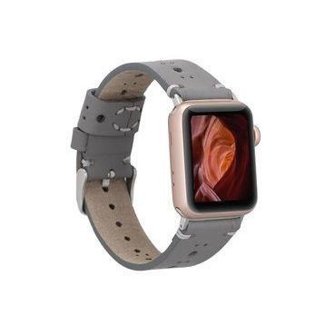 Plm RST9-BA8 Gri 38-40-41 mm Apple Watch Uyumlu Deri Kordon