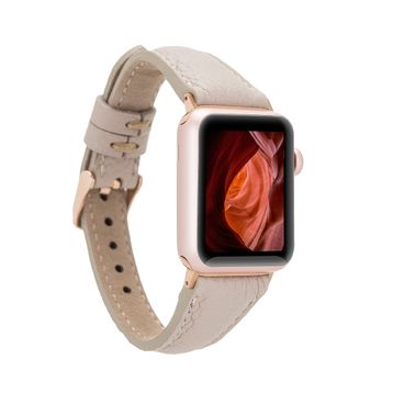Plm Slim ERC3 Bej 38-40-41 mm Apple Watch Uyumlu Deri Kordon