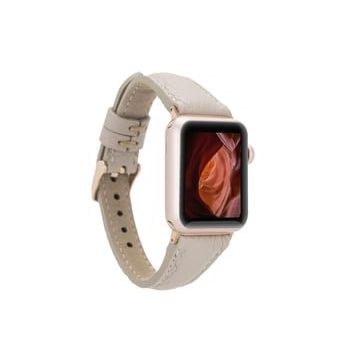 Plm Slim ERC3 Bej 38-40-41 mm Apple Watch Uyumlu Deri Kordon