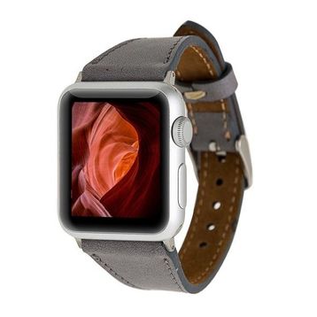 Plm Slim RST9 Gri 42-44-45 mm Apple Watch Uyumlu Deri Kordon