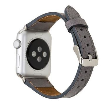 Plm Slim RST9 Gri 42-44-45 mm Apple Watch Uyumlu Deri Kordon