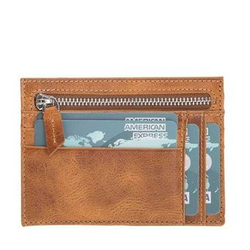 Plm Zip V18 Taba Deri Fermuarlı Kartlık