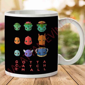 Pokemon Gotta Catch Em All Flat Face Baskılı Kupa