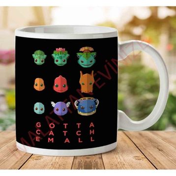 Pokemon Gotta Catch Em All Flat Face Baskılı Kupa
