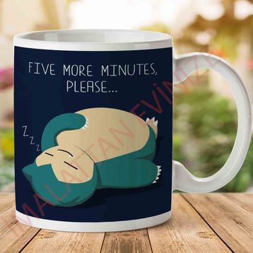 Pokemon Snorlax Five More Minutes Please Baskılı Kupa