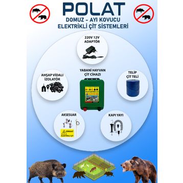 Polat Eko 220V 1000 mt 10-15 Dönüm Adaptörlü Elektrikli Çit