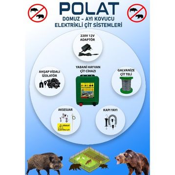 Polat Pro 220V 1000 mt 10-15 Dönüm Adaptörlü Elektrikli Çit