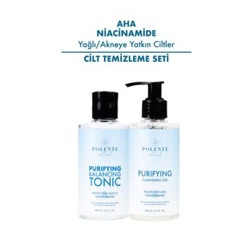 Polente Natural Yağlı ve Akneye Yatkın Ciltler AHA ve Niacinamide Arındırıcı Cilt Temizleme Seti