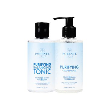 Polente Natural Yağlı ve Akneye Yatkın Ciltler AHA ve Niacinamide Arındırıcı Cilt Temizleme Seti