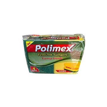 Polimex 4,5x9x12 cm 4 Adetlik Paket Endüstriyel Büyük Boy Oluklu Bulaşık Süngeri