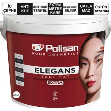 Polisan Antibakteriyel Elegans Extra 2.5 lt / 3.5 kg Silinebilir Silikonlu Kekik Yağı Renk İç Cephe Boyası