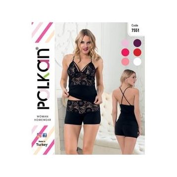 Polkan 7551 Kadın Dantelli Şortlu Takım