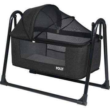 POLLY BABY Keten Fileli Silinebilir Portatif Sallanır Anne Yanı Siyah Hamak Beşik