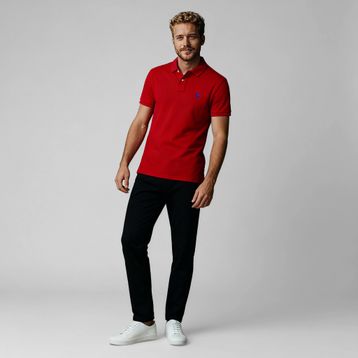 Polo Ralph Lauren 710666998003 Kırmızı Ralph Lauren Polo Yaka Slim Fit Erkek Tişört