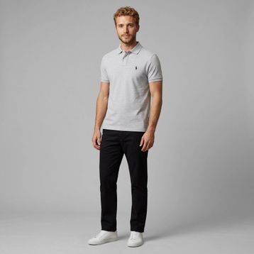 Polo Ralph Lauren 710675974076 Gri Polo Yaka Slim Fit Erkek Tişört