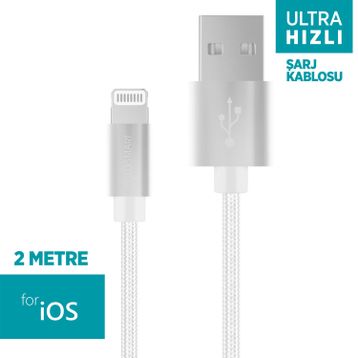 PoloSmart PSM02 2 mt Lightning Hızlı Şarj Kablosu