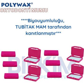 POLYWAX Ortodontik Wax 10 Adet Çilek Aromalı Kokulu Ortodonti Braket Diş Teli Mumu