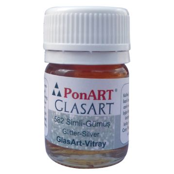 Ponart Glass Art 20 ml Gümüş Cam Boyası