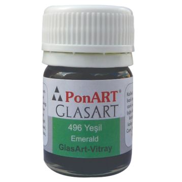 Ponart Glass Art 20 ml Zümrüt Cam Boyası