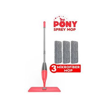 Pony 3'lü Sprey Mop Somon + Mikrofiber Mop