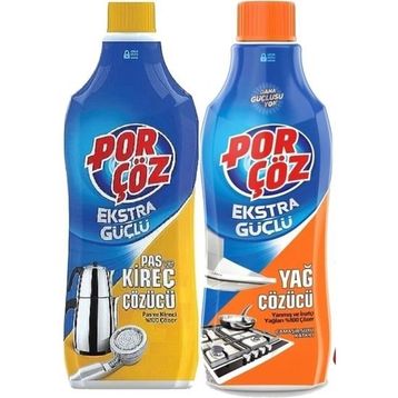 Porçöz 1 lt Pas ve Kireç Sökücü + Porçöz 1 lt Yağ Çözücü