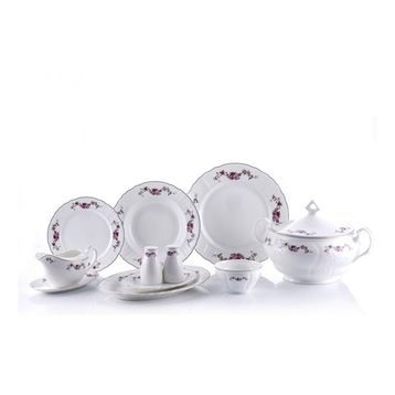 Porio Calvina 74 Parça Bonechina Ara Servisli Yemek Takımı