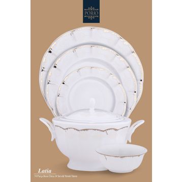 Porio Latia 74 Parça Bonechina 24 Servisli Yemek Takımı