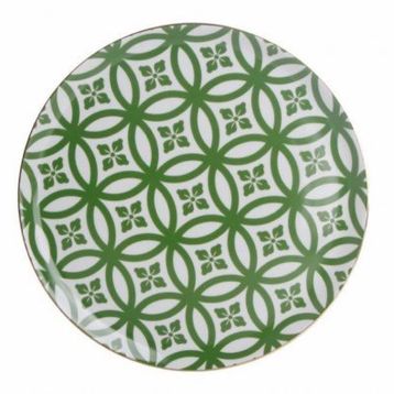 Porland 04A+P018763 Desen1 Yeşil 28 cm Morocco Düz Tabak