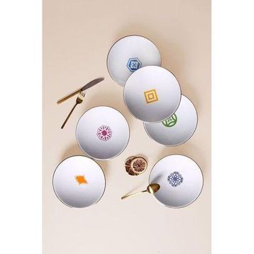 Porland 04AP021776 Morocco 6'lı 20 cm Karma Renk Çukur Tabak Takımı