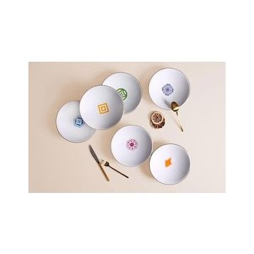 Porland 04AP021776 Morocco 6'lı 20 cm Karma Renk Çukur Tabak Takımı