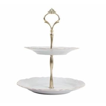 Porland 21 cm Queen Altın Yaldız 2 Katlı Kurabiye Tabağı