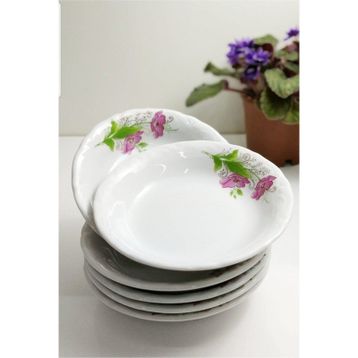 Porland 6'lı Lal Çiçekli 16 cm Porselen Yemek Tabağı