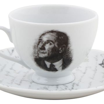 Porland Atatürk 80 cc 6 Adet Tabaklı Kahve Fincanı