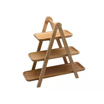 Porland Bambu 385 mm 3 Katlı Sunum Tabağı