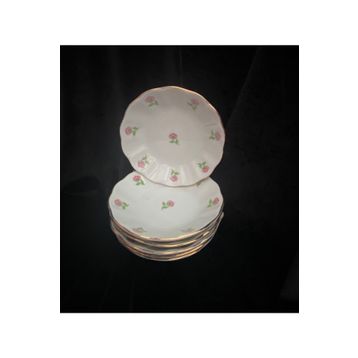Porland Billur Pembe Çiçekli Porselen 11 cm 6'lı Çay Tabağı