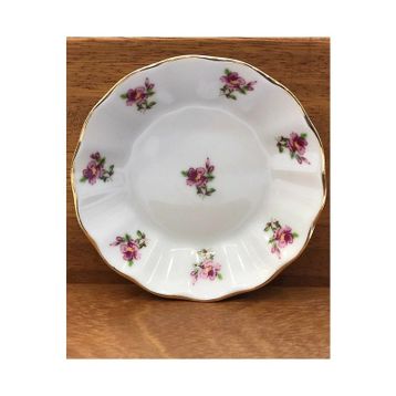 Porland Billur Pembe Çiçekli Porselen 11 cm 6'lı Çay Tabağı