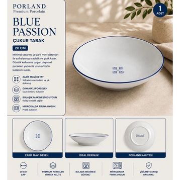 Porland Blue Passion 19 cm Porselen Çukur Tabak