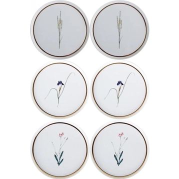 Porland Botanical 21 cm 6 Kişilik Karma Desen Pasta Takımı