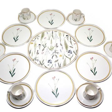 Porland Botanical Menekşe Desenli 7'li Pasta Sunum Seti