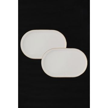 Porland Chopin 2 Parça 18 cm Altın Yaldızlı Kayık Tabak ve Sunum Seti
