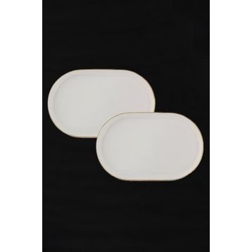 Porland Chopin 2 Parça 18 cm Altın Yaldızlı Kayık Tabak ve Sunum Seti