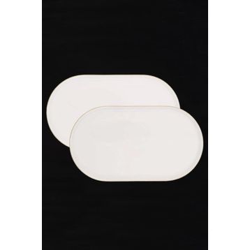Porland Chopin 2 Parça 28 cm Altın Yaldızlı Kayık Tabak ve Sunum Seti