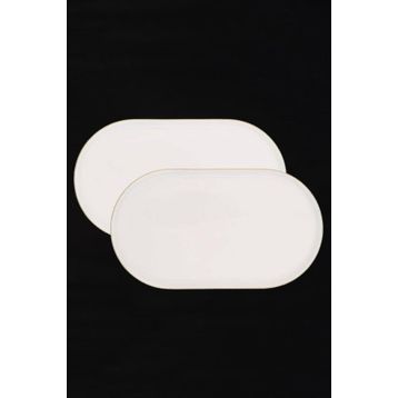 Porland Chopin 2 Parça 28 cm Altın Yaldızlı Kayık Tabak ve Sunum Seti