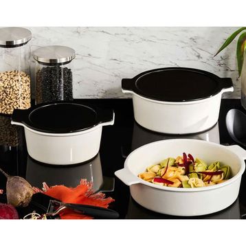 Porland Cookland İndüksiyonlu 6 Parça Porselen Siyah Tencere Takımı