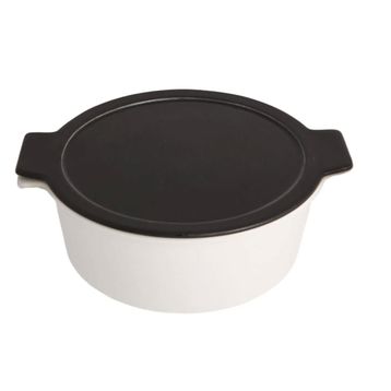 Porland Cookland Isıya Dayanıklı 2.1 lt Porselen Siyah Kapaklı Derin Tencere