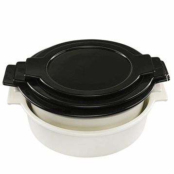 Porland Cookland Isıya Dayanıklı 6 Parça Porselen Siyah Kapaklı Tencere Takımı