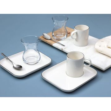 Porland Cortot Platin 6 Parça 2 Kişilik Çay ve Kahve İkram Takımı