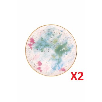 Porland Cosmos Desen 20 cm 2'li Düz Tabak