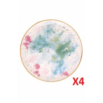 Porland Cosmos Desen 24 cm 4'lü Düz Tabak