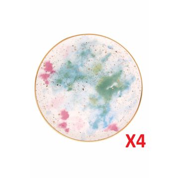 Porland Cosmos Desen 24 cm 4'lü Düz Tabak